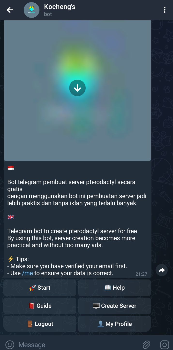 Create server option in Telegram bot