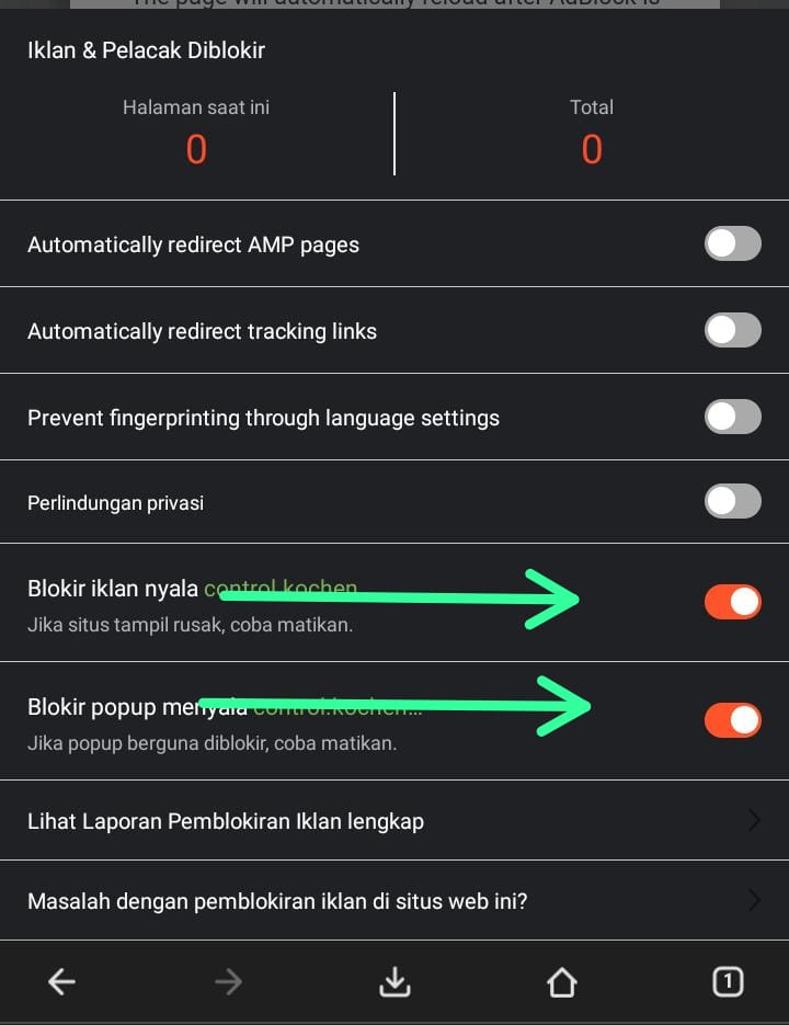 Step 2: Toggle Adblock off